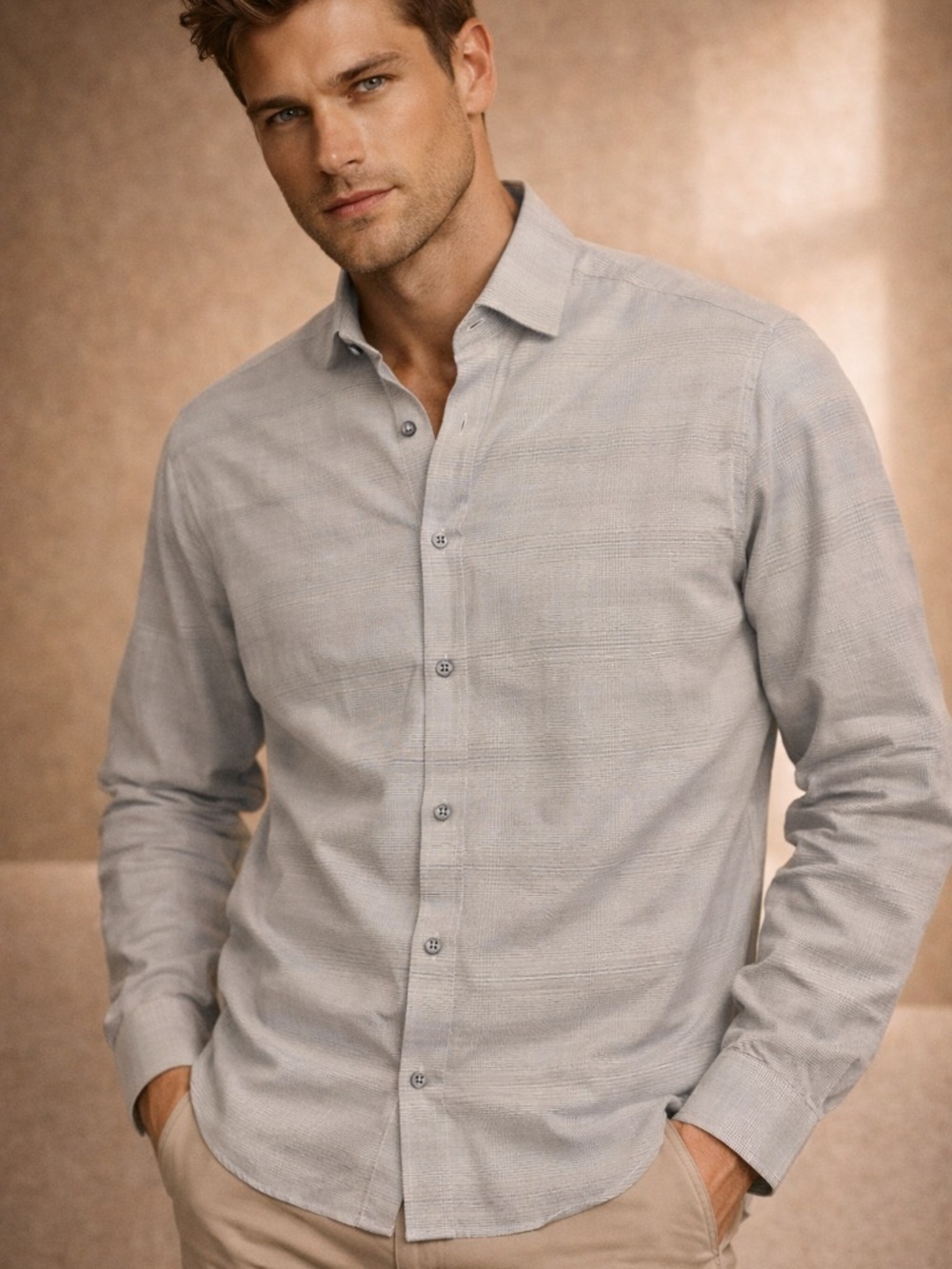 Bugatchi Uomo Classic Fit Button Down Shirt Blue Pattern Luxury Dress Shirt XL